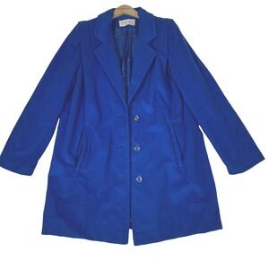 80s Sherwood made in USA Velour Extended Shoulders Coat Jacket ?10 Blue Vintage